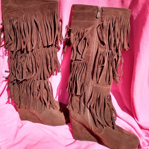 Madden Girl Shoes - Brown suede fringe Madden Girl boots